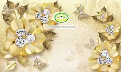 پوستردیواری گل طلایی سه بعدی کد v12215