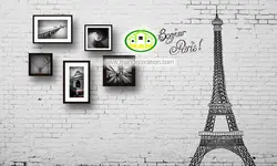 پوستردیواری ایفل و دیوار آجری کد 12127