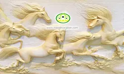 پوستردیواری گچبری گله اسبها 5265