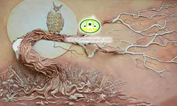 پوستردیواری گچبری جغدی بر روی شاخه 5263