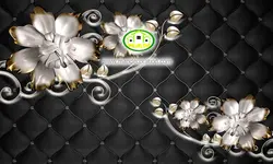 پوستردیواری گل طلایی سه بعدی با زمینه لمسه مشکی رنگ کد 5084