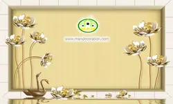 پوستردیواری گل طلایی سه بعدی کد 5089