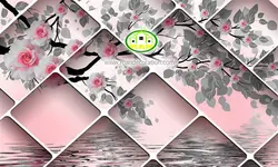 پوستردیواری گل صورتی سه بعدی کد v12153