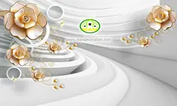 پوستردیواری گل طلایی سه بعدی کد 5091