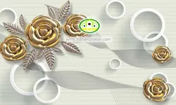 پوستردیواری گل طلایی سه بعدی کد 12021