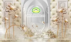 پوستردیواری گل طلایی سه بعدی کد 5107