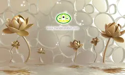 پوستردیواری گل طلایی سه بعدی کد 12060