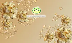 پوستردیواری گل طلایی سه بعدی کد 12139