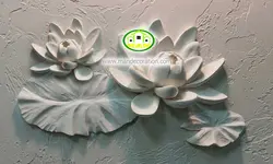 پوستردیواری گچبری گلهای طوسی رنگ 12111