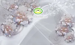 پوستردیواری گل نقره ای سه بعدی کد 12025