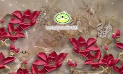 پوستردیواری گل قرمز سه بعدی کد v12163