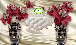 پوستردیواری گل قرمز سه بعدی کد v12150