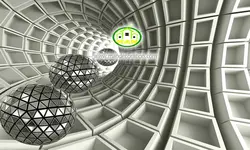 پوستردیواری توپ سه بعدی نقره ای رنگ کد 12297