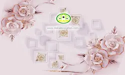 پوستردیواری گل صورتی سه بعدی کد 5056