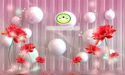 پوستردیواری گل صورتی سه بعدی کد 12019