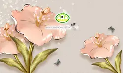 پوستردیواری گل صورتی سه بعدی کد 12047