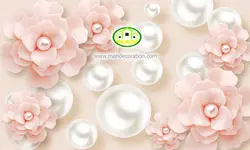 پوستردیواری گل صورتی سه بعدی کد 12063