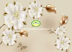 پوستردیواری گل طلایی سه بعدی کد13034