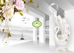 پوستردیواری گل صورتی سه بعدی کد 13234