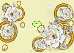 پوستردیواری گل طلایی سه بعدی کد 13064