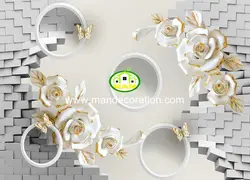 پوستردیواری گل طلایی سه بعدی کد 13107