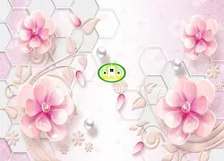 پوستردیواری گل صورتی سه بعدی کد 13394