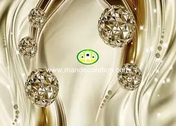 پوستردیواری توپ طلایی سه بعدی کد 13434