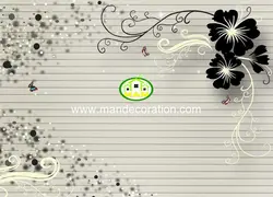 پوستردیواری گل مشکی سه بعدی کد 13453