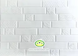 دیوارپوش فومی پشت چسبدار سفید آجری طرحدار کد:BK6-2