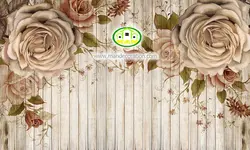 پوستردیواری آبرنگی گل و زمینه چوب کد 5117