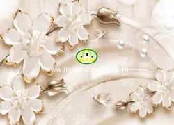 پوستردیواری گل طلایی سه بعدی کد13011