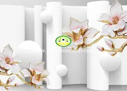 پوستردیواری گل طلایی سه بعدی کد13014