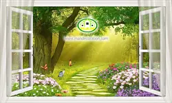 پوستردیواری طبیعت پنجره رو به جنگل کد 12069