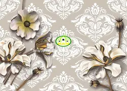 پوستردیواری گل برنز زمینه داماسک کد 13222