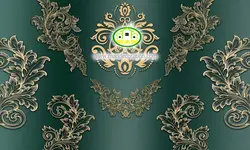 پوستردیواری داماسک طلایی زمینه سبز کد 5169