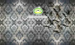 پوستردیواری داماسک و پتینه و پروانه طوسی سرمه ای کد 5179