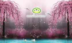 پوستردیواری آبرنگی درختان با شکوفه صورتی کد 5139