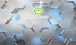 پوستردیواری سه بعدی شش ضلعی طوسی با نور آبی کد 5235