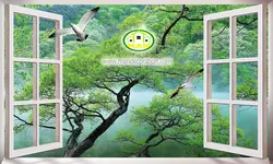 پوستردیواری طبیعت پنجره رو به جنگل کد 5293