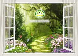 پوستردیواری طبیعت پنجره رو به جنگل کد 5295