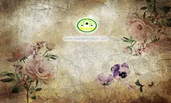 پوستردیواری گل آبرنگی صورتی زمینه پتینه کد 12347