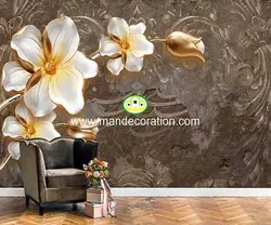 پوستردیواری گل پتینه سه بعدی لوکس کد vip018