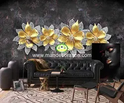 پوستردیواری گل سه بعدی پتینه لوکس کد vip029