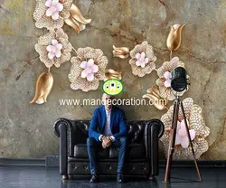 پوستردیواری گل پتینه سه بعدی لوکس کد vip062