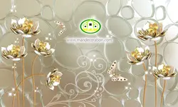 پوستردیواری گل طلایی سه بعدی کد 5029