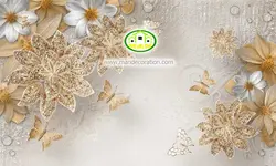 پوستردیواری گل طلایی سه بعدی کد 5054