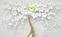 پوستردیواری گل طلایی سه بعدی کد 5075