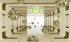 پوستردیواری توپ سه بعدی طلایی رنگ کد 5109