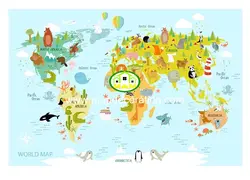 پوستردیواری کودک نقشه جهان کد 13233