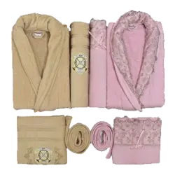 ست سرویس حوله عروس و داماد بین نور 6 تکه کد2